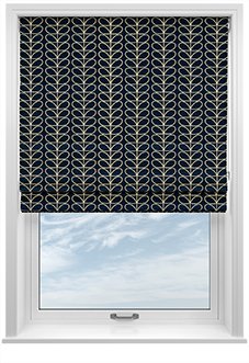 Orla Kiely Linear Stem, Navy Whale - Twist&Fit Roman Blind